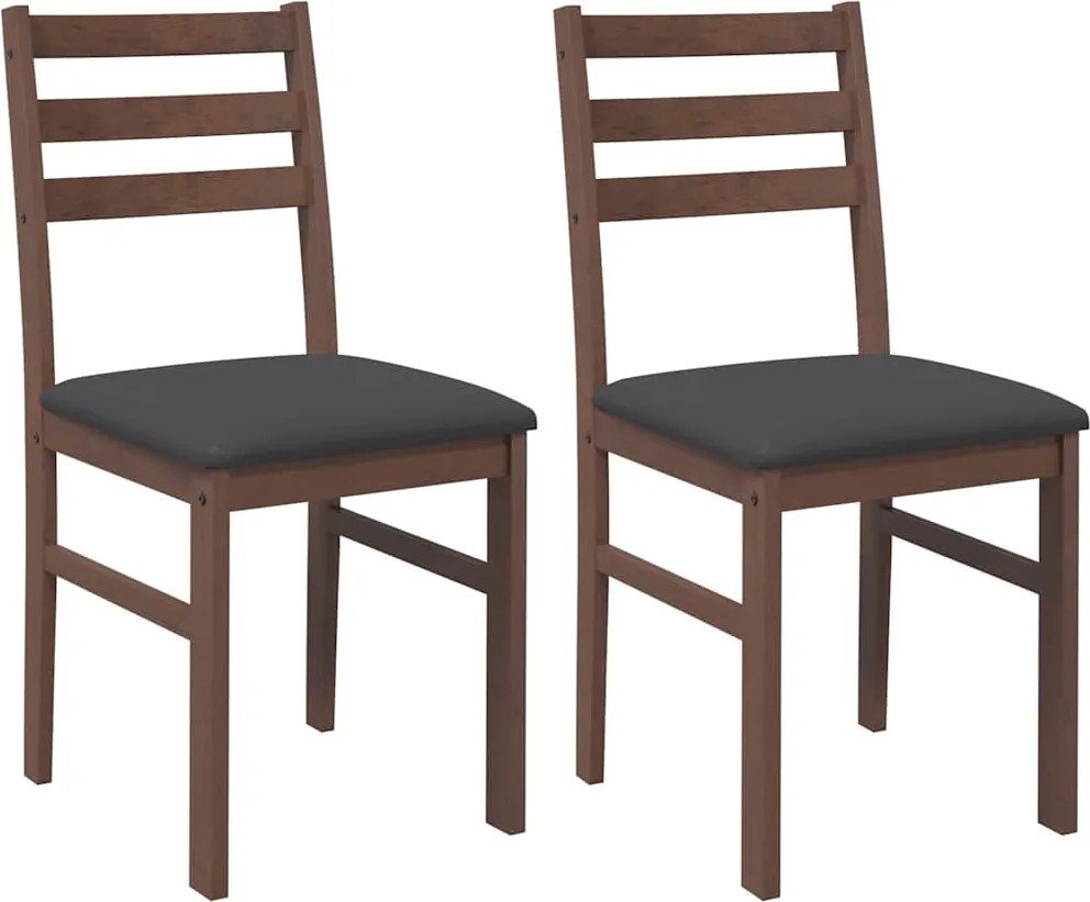 vidaXL Scaune sufragerie cu perne 2 buc. cauciuc din lemn masiv maro