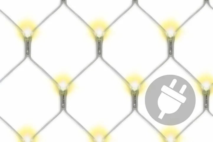 Plasă luminoasă LED de Crăciun - 3 x 3 m, 128 diode,alb cald