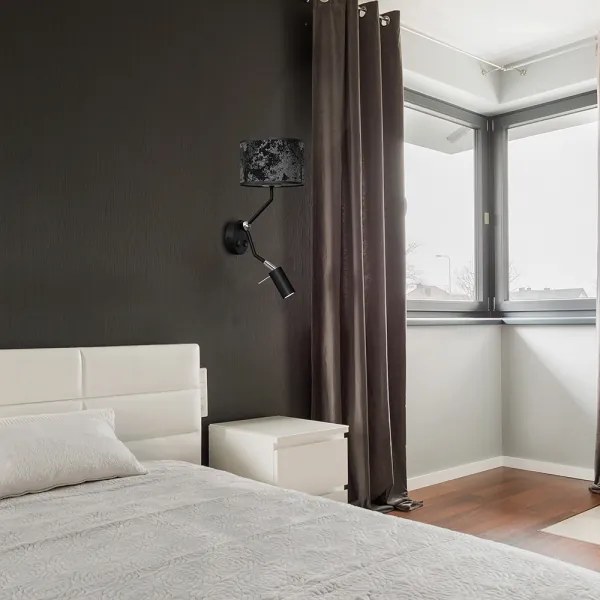 Lampă de perete SATINO 1xE27/40W/230V + 1xGU10/MR11/7W negru/gri