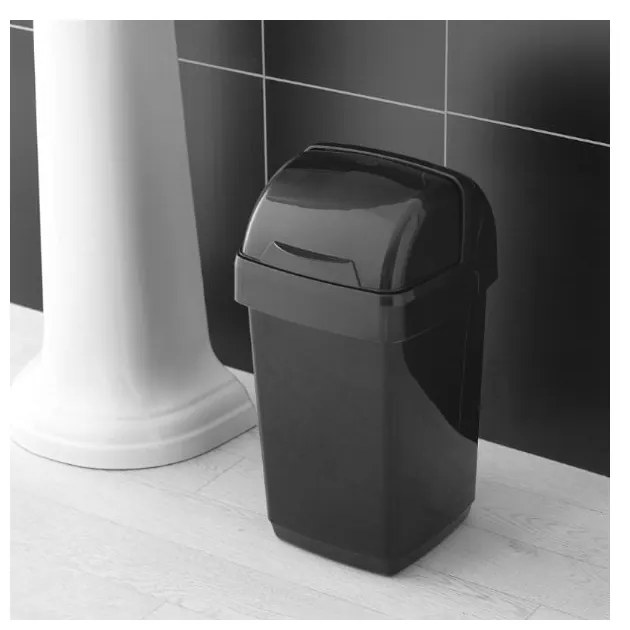 Coș de gunoi Addis Roll Top, 22,5 x 23 x 42,5 cm, negru