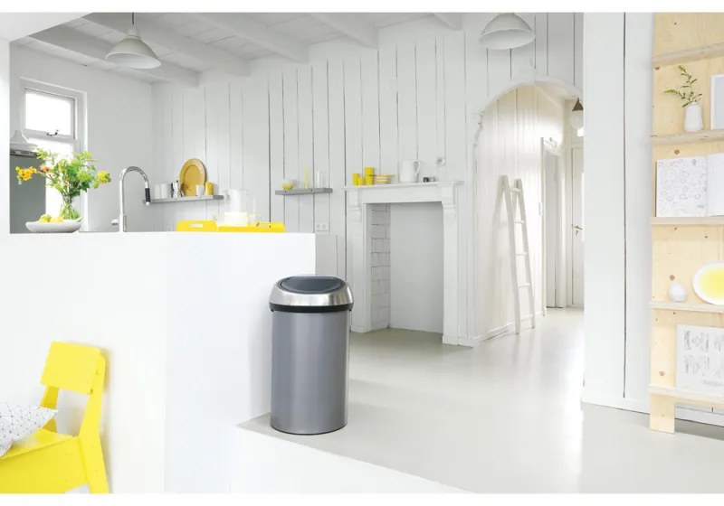 Cos de gunoi Brabantia Touch Bin 647249, 60 L, Deschidere lina si silentioasa, Gri