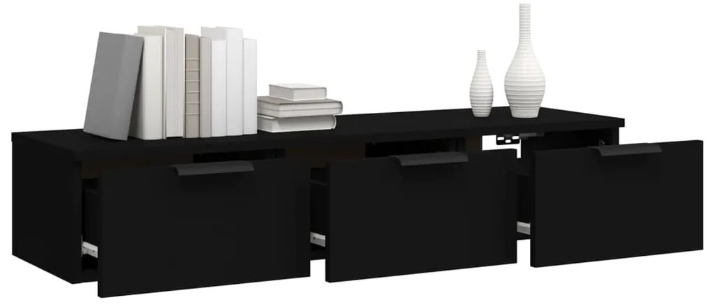 Dulap de perete, negru, 102x30x20 cm, lemn prelucrat