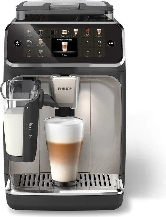 Mașină de cafea Philips EP5547/90 LatteGo, 1500 W, 15 bari, 1,8 l, 20 de băuturi, râșniță ceramică cu 12 trepte, ecran TFT, AquaClean, SilentBrew, AromaExtract, ExtraShot, Negru/Bej