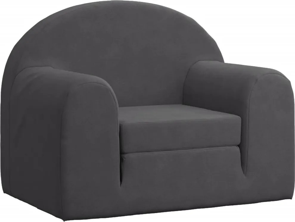 vidaXL Canapea extensibilă pentru copii, antracit, pluș moale