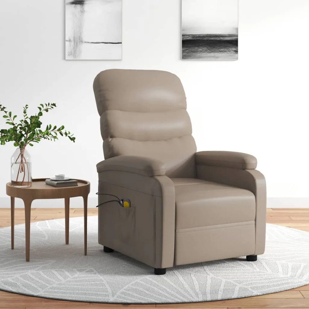3073683 vidaXL Fotoliu de masaj electric, cappuccino, piele ecologică