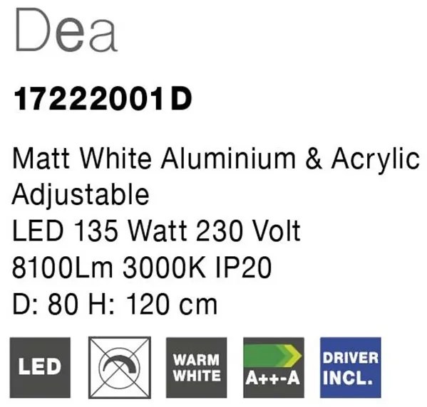 Lustra moderna suspendata, diametru 80cm, LED dimabil DEA NVL-17222001 D