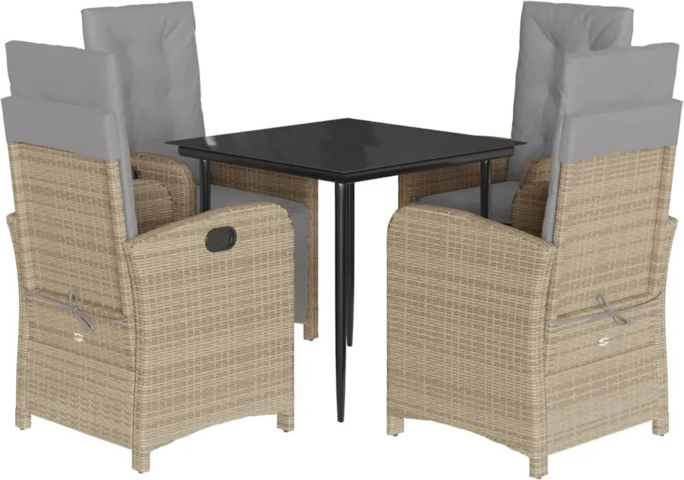 vidaXL Set mobilier de grădină cu perne, 5 piese, bej, poliratan