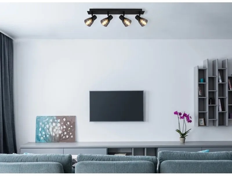Plafoniera cu 4 spoturi directionabile design modern CLAUDE negru