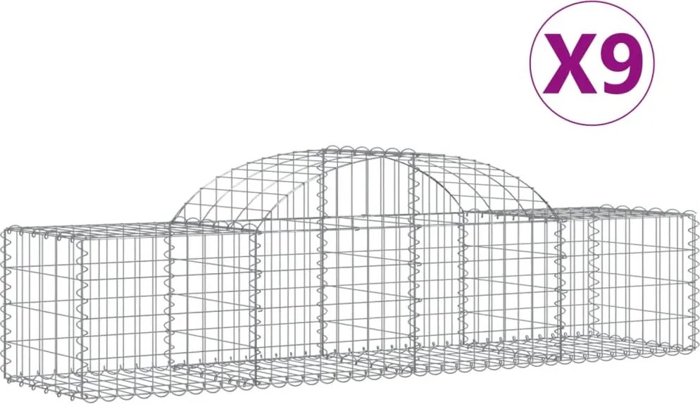 vidaXL Coșuri gabion arcuite 9 buc, 200x50x40/60 cm, fier galvanizat
