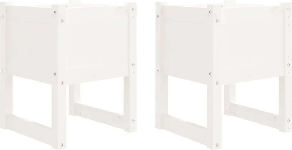 vidaXL Jardiniere, 2 buc., alb, 40x40x52,5 cm, lemn masiv de pin