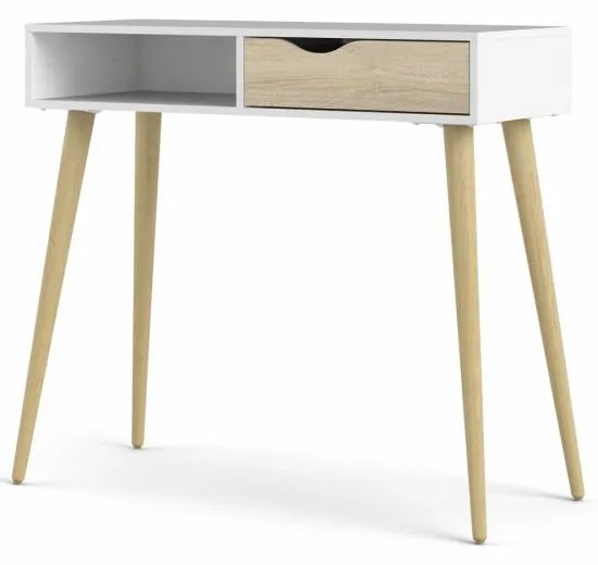 Masuta consola alba in decor stejar OSLO 75388