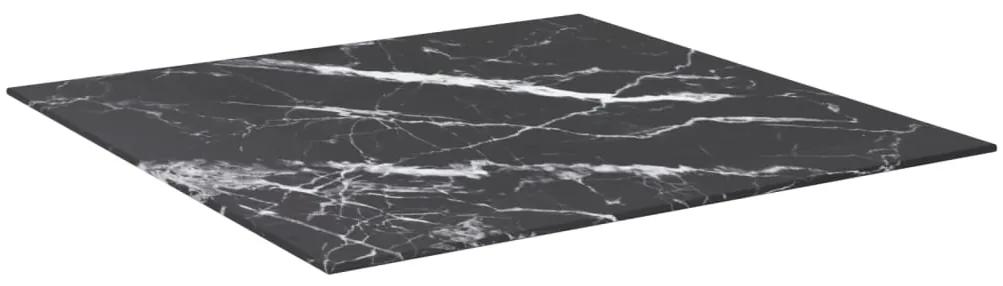 322272 vidaXL Blat masă negru 70x70 cm 6 mm sticlă securizată design marmură