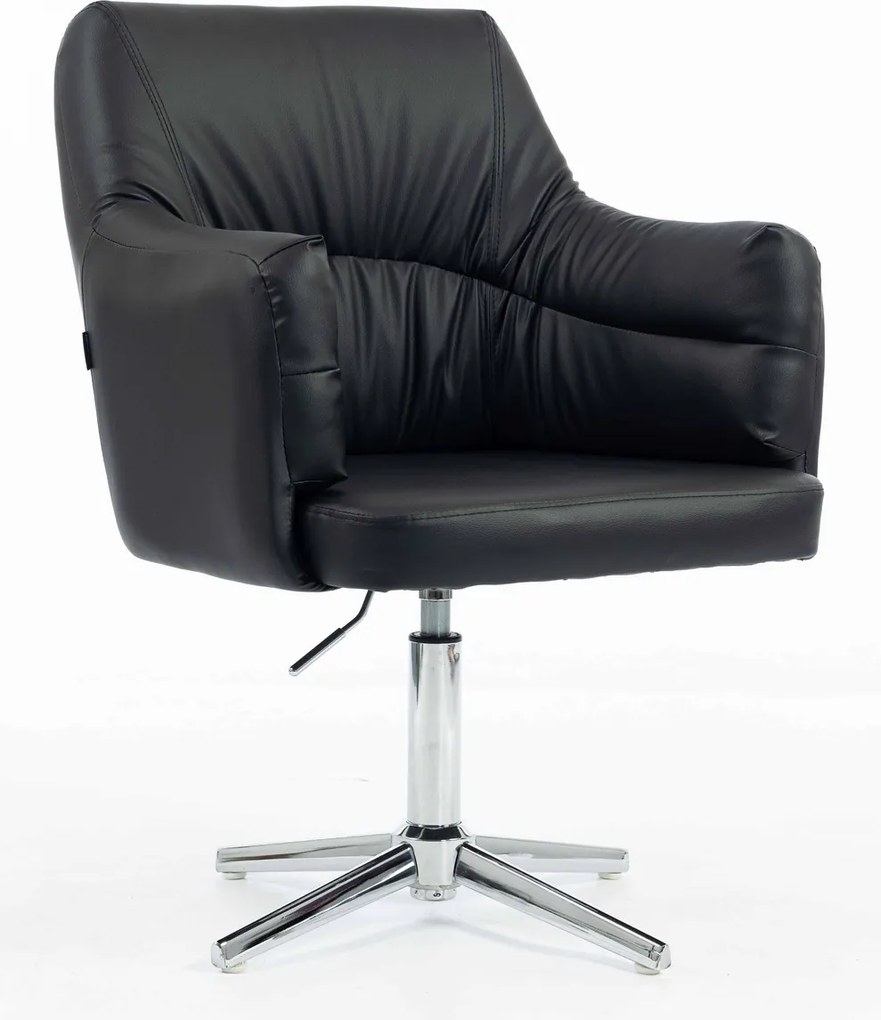 HR840CROSS Scaun Negru Piele Ecologica cu Bază Cromata