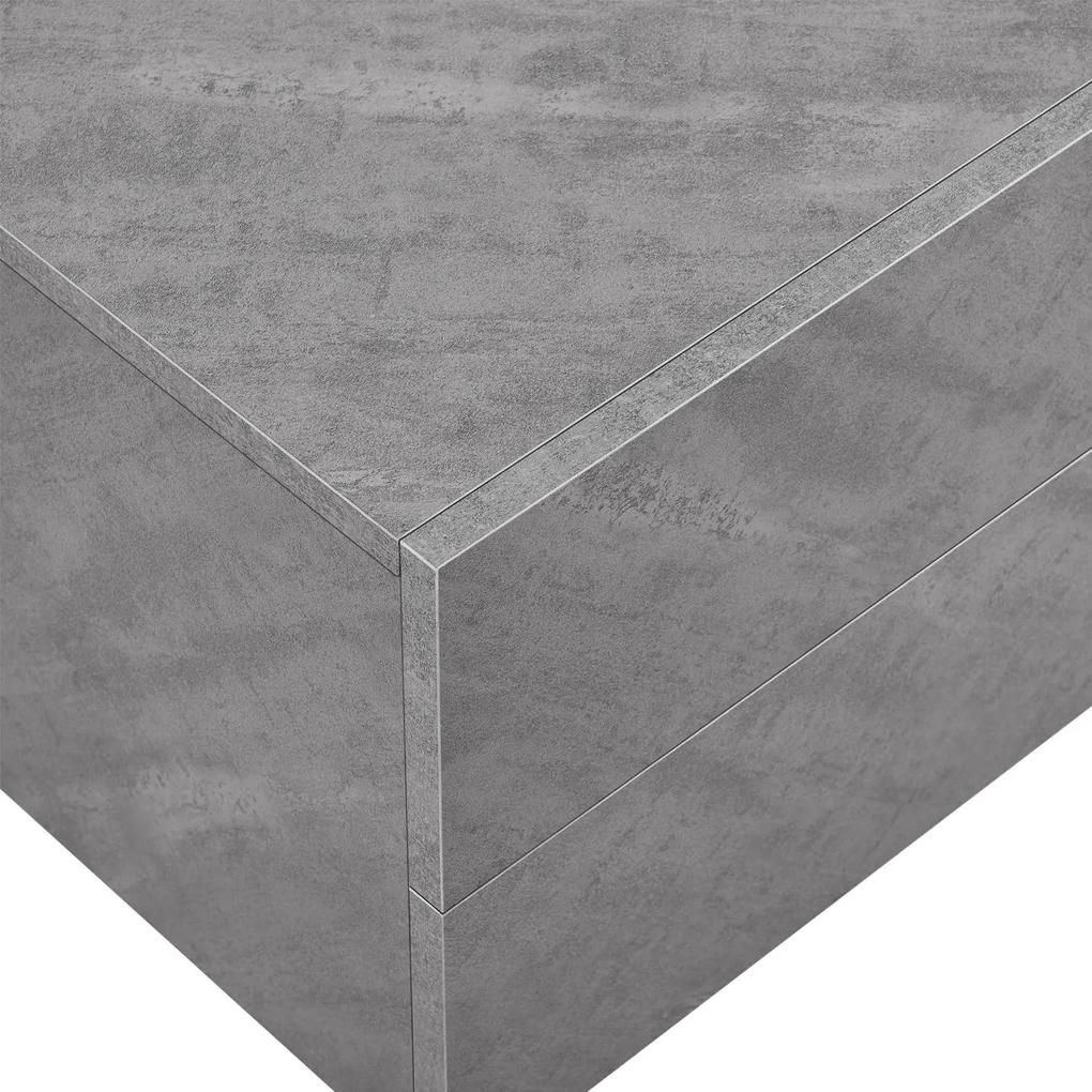 Noptiera 40x29x30 cm cu 2 sertare, aspect beton