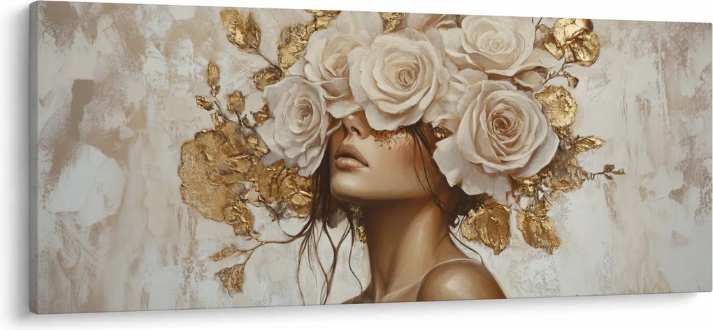 Tablou - Fată cu Trandafiri (120x50 cm)