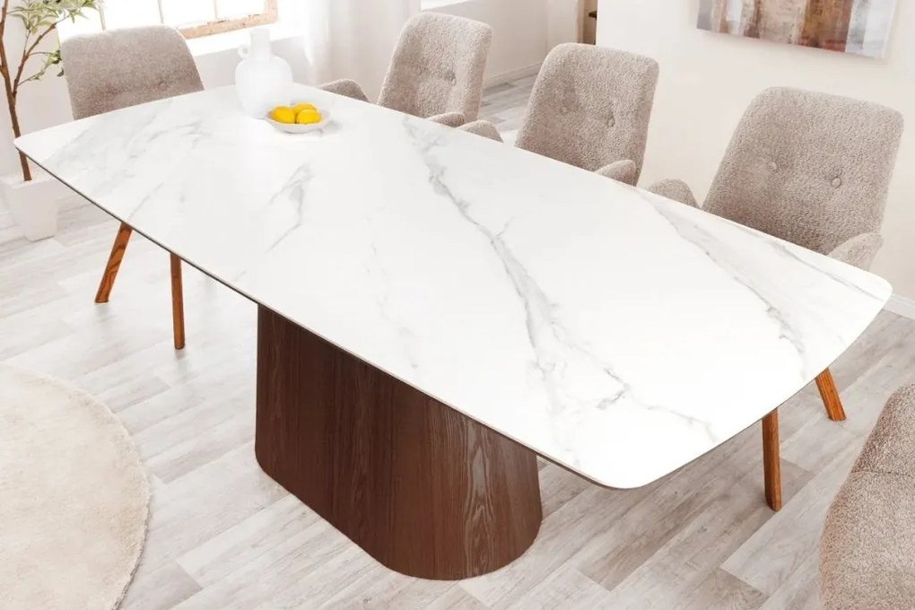 Masa sufragerie, Ceramica Alba, Furnir Nuc, UNIQUE 200cm A-45139 VC