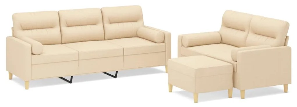 3153787 vidaXL Set canapea perne/perne decorative, 3 piese, crem, textil