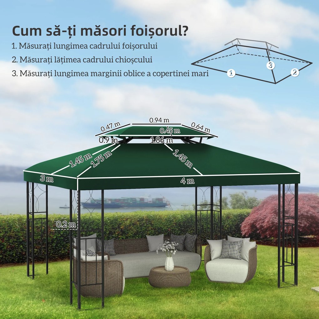 Outsunny Prelata pentru Foisor 4x3 m cu 2 Niveluri