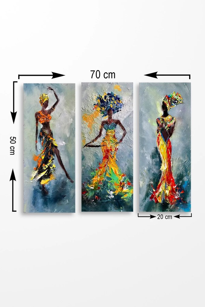 Tablou MDF (3 bucăți) Marvellous, Multicolor, 50x0.3x70 cm
