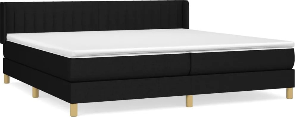 vidaXL Pat box spring cu saltea, negru, 200x200 cm, textil