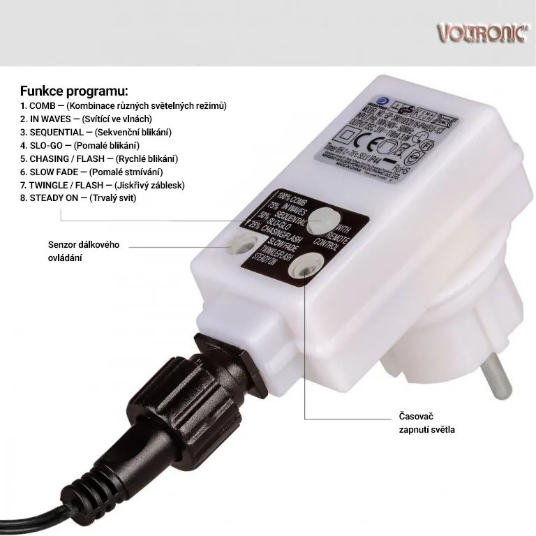 VOLTRONIC Lanț luminos în formă de con 360 LED, alb cald
