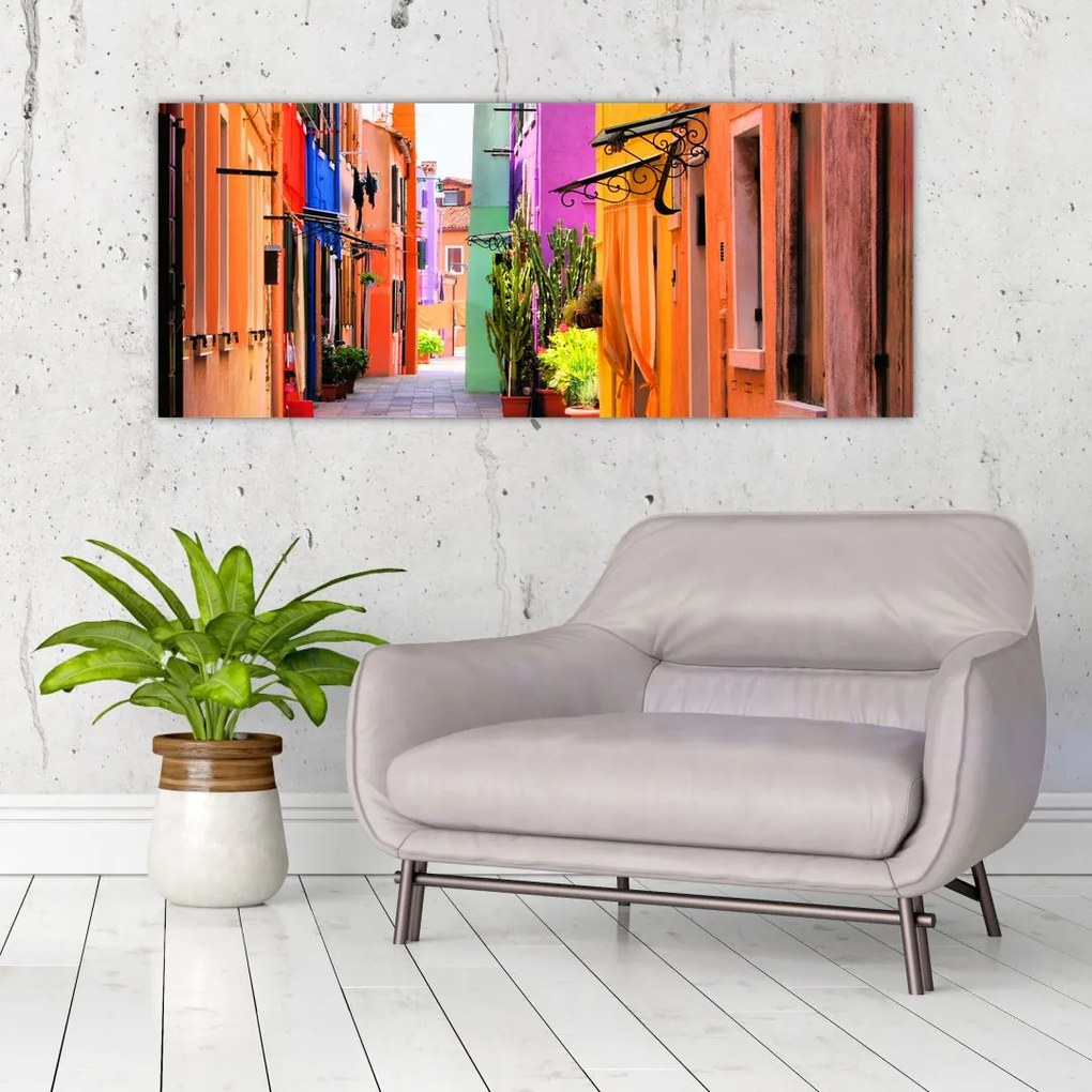 Tablou cu străduță colorata italiană (120x50 cm)