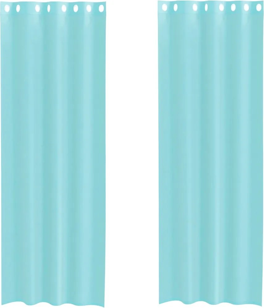 vidaXL Perdele Voile cu Oeje 2 buc Turcoaz