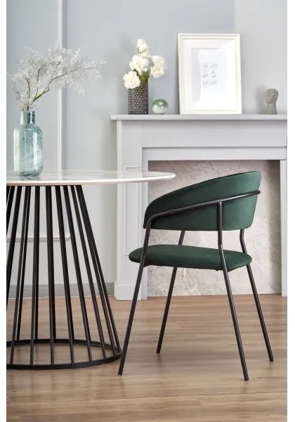 Masă de dining SEREIN, decor marmură albă/negru