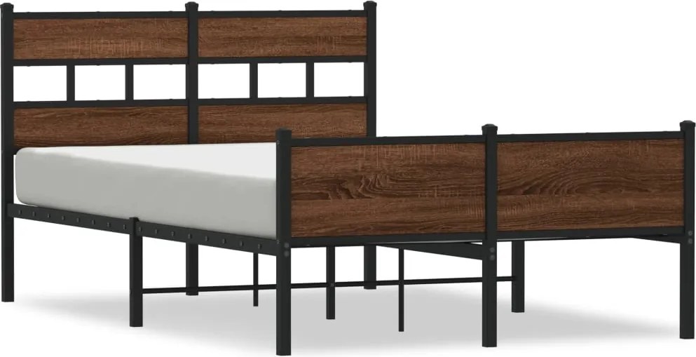 vidaXL Cadru pat fără saltea stejar maro 120x190 cm, lemn prelucrat