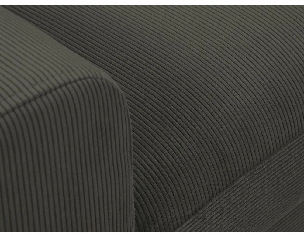 Colțar negru extensibil, cu spațiu de depozitare cu tapițerie din catifea reiată (cu colț pe partea dreaptă, cu șezlong) Kyoto – Cosmopolitan Design