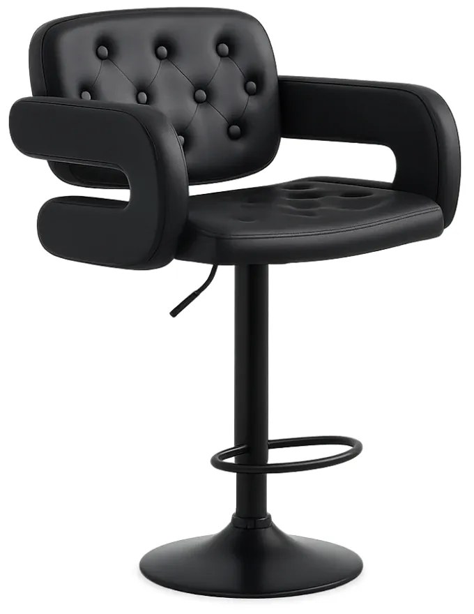 Scaun bar, înălțime reglabilă, rotativ, suport picioare, piele PU, Negru