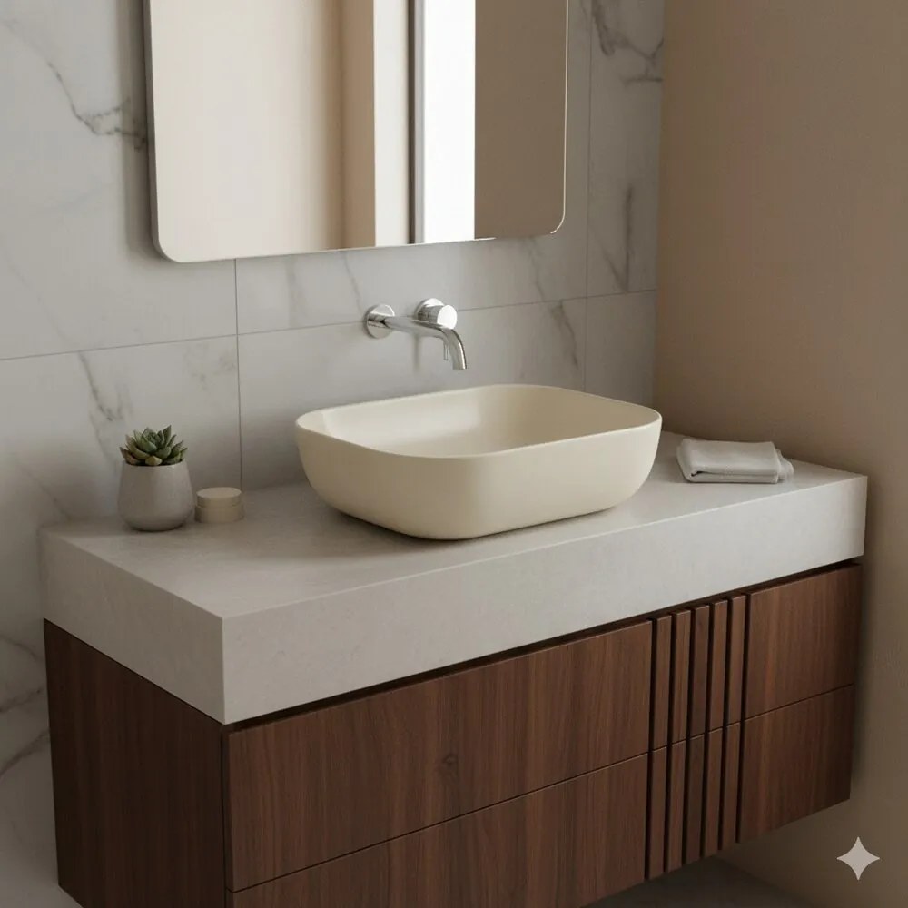 Lavoar pe blat Rune Grid 50.5 cm bej mat