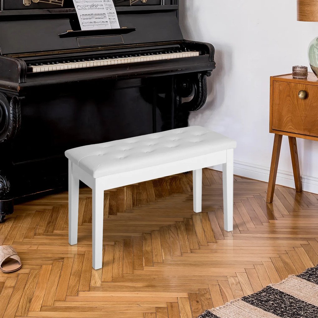 HomCom scaun pian, cu spatiu depozitare, 76x36x50cm, alb | AOSOM RO