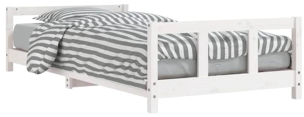 834433 vidaXL Cadru de pat pentru copii, alb, 90x190 cm, lemn masiv de pin