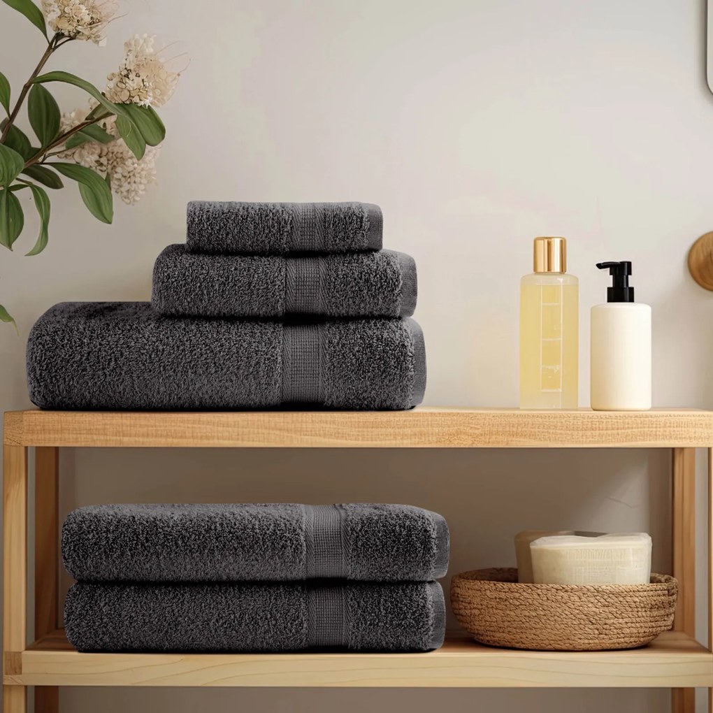 vidaXL Prosoape de baie 2 pcs Antracit 15 x 21 cm Bumbac