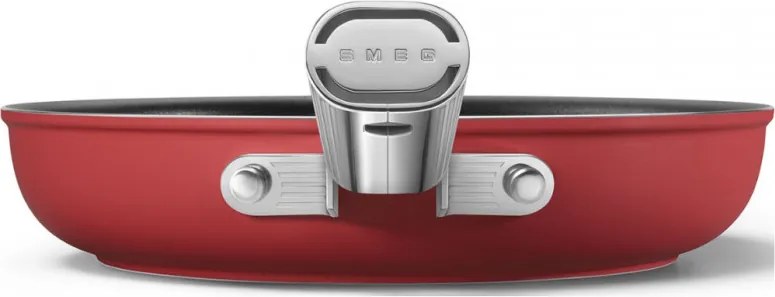 Tigaie cu capac SMEG CKFF2401RDM, 1,9 l, Ø24 cm, Acoperire cu teflon, Pana la 250°C, fără PFAS, Inductie, Rosu