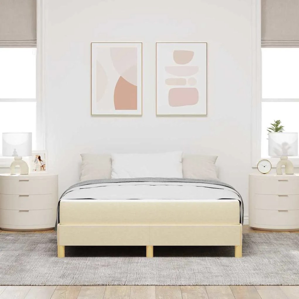 vidaXL Pat cu arcuri Crem și Marron 140 x 200 cm