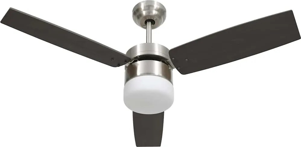 vidaXL Ventilator tavan cu iluminare/telecomandă, maro închis, 108 cm