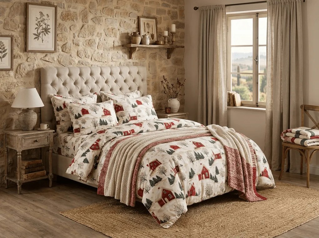 Lenjerie de pat din microfibra FARM HOUSE crem Dimensiune lenjerie de pat: 2 buc 70 x 90 cm | 200 x 220 cm