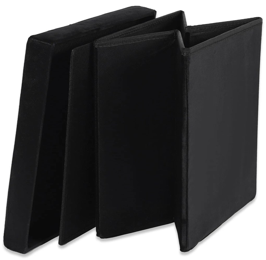 Taburet pliabil negru ZAREX VELVET L