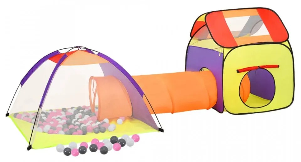 Cort de joacă pentru copii 250 bile, multicolor, 338x123x111 cm