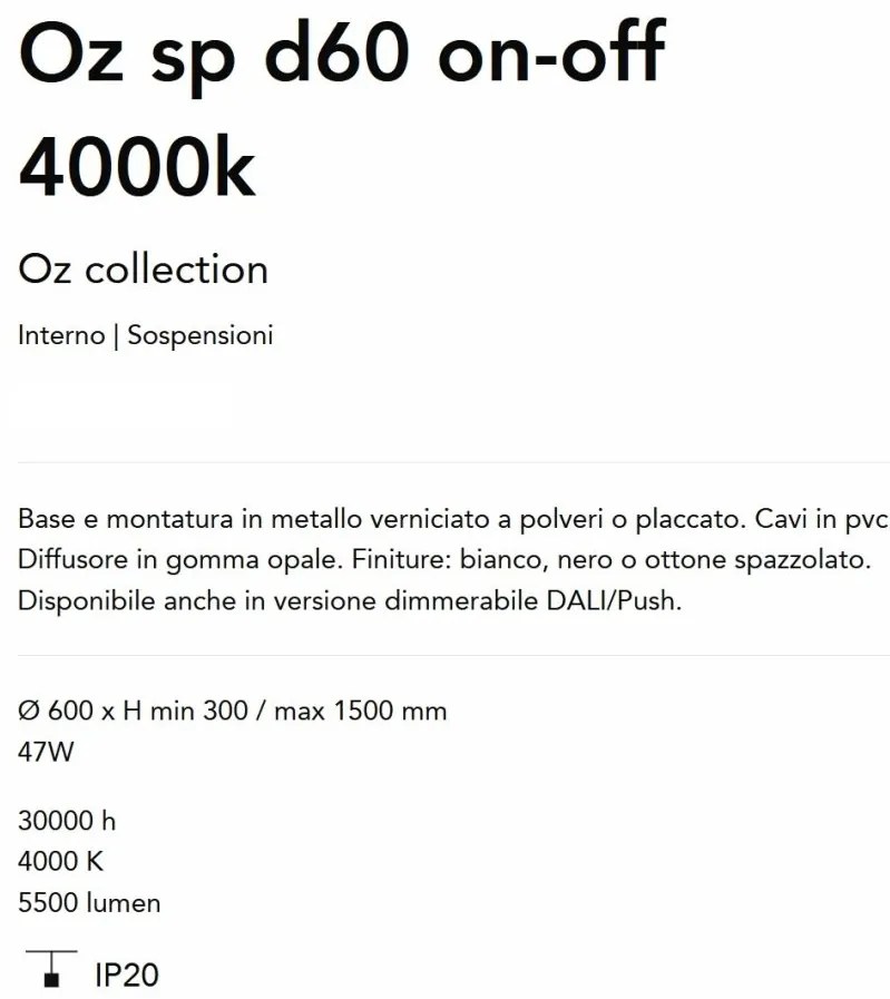 Lustra LED suspendata design circular Oz sp d60 on-off 4000k alama