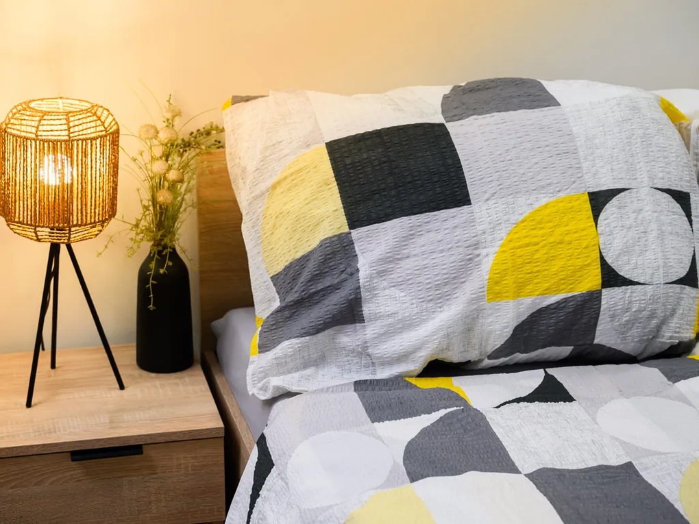 Lenjerie de pat din bumbac Renforce CREP GEOMETRIES crem Dimensiune lenjerie de pat: 70 x 90 cm | 140 x 200 cm