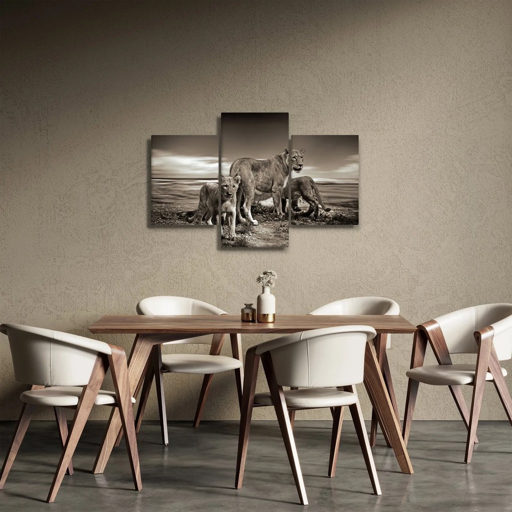 Tablou cu leii alb negri (90x60 cm)