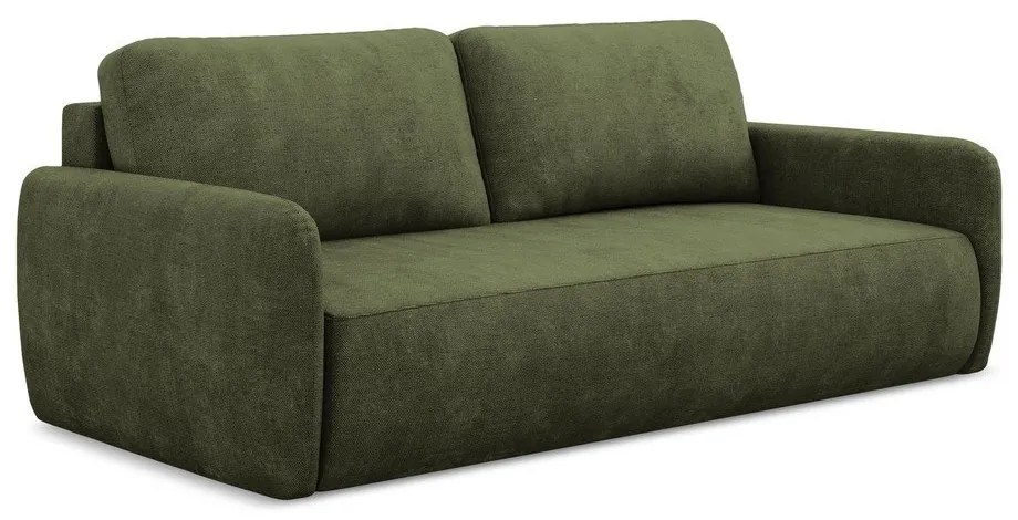 Canapea verde extensibilă/cu spațiu de depozitare cu tapițerie din chenille 218 cm Lilo – Makamii