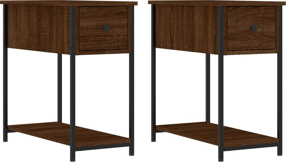 vidaXL Noptiere, 2 buc., stejar maro, 30x60x60 cm, lemn prelucrat