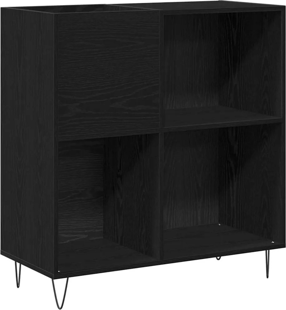 vidaXL Dulap pentru discuri de vinil Stejar Negru 85 x 38 x 89 cm