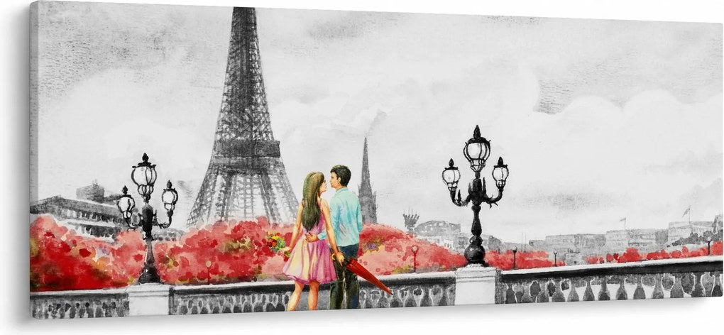 Tablou îndrăgostiții în Paris (120x50 cm)