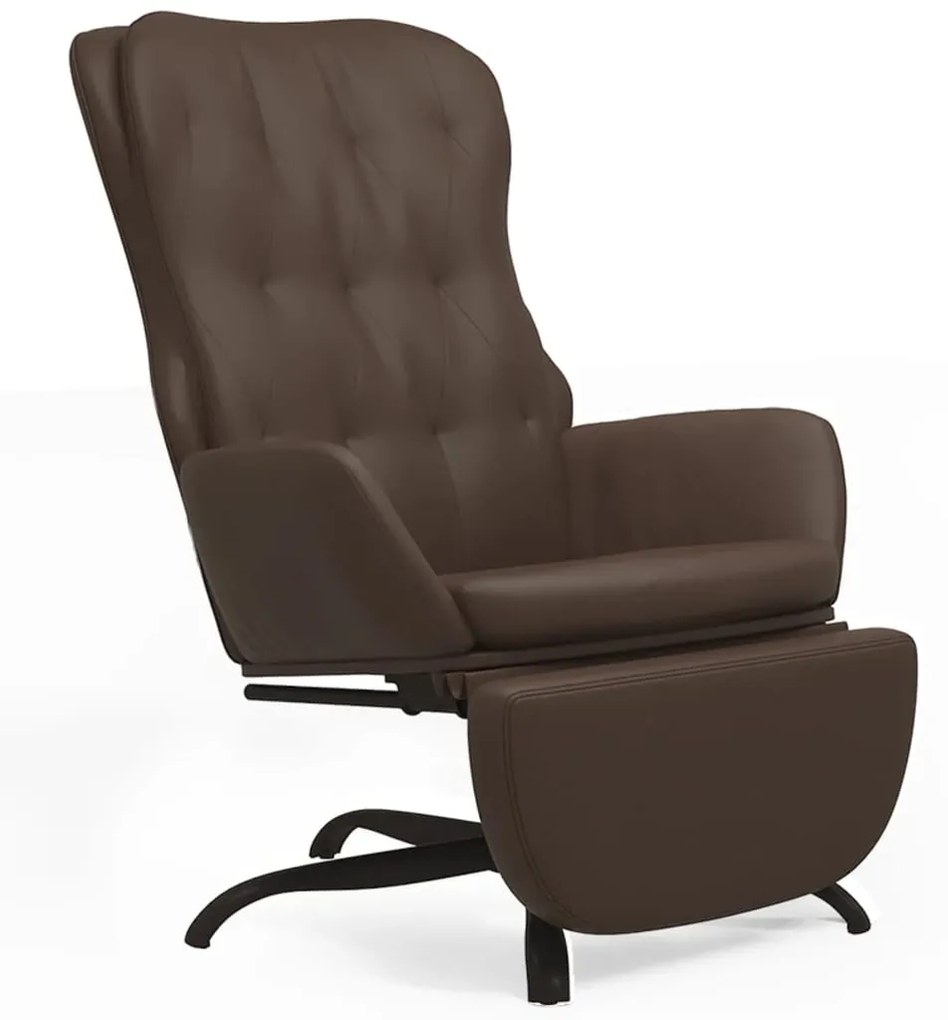 3097687 vidaXL Scaun de relaxare cu taburet, maro, piele ecologică