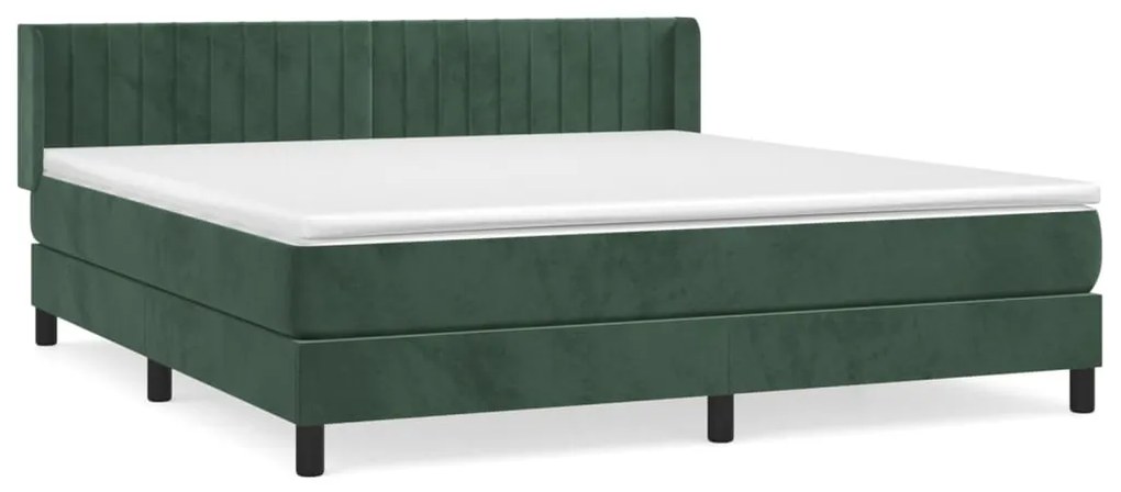 3131096 vidaXL Pat box spring cu saltea, verde închis, 180x200 cm, catifea